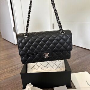 Chanel Classic Flap Black Caviar with  Silver Hardware